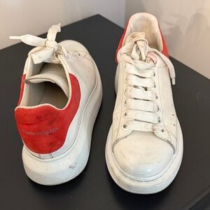 Alexander McQueen White Sneakers with Red Accents